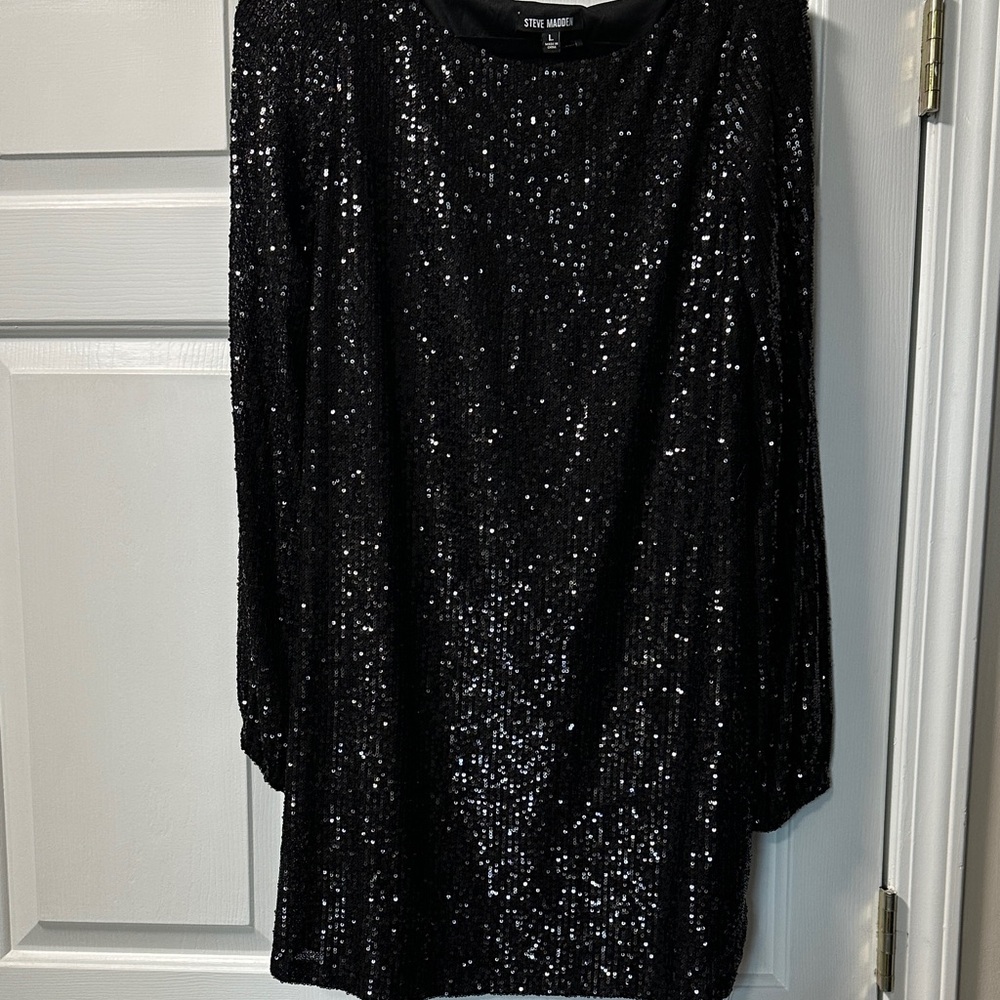 Steve Madden Sparkling Black Sequin Dress